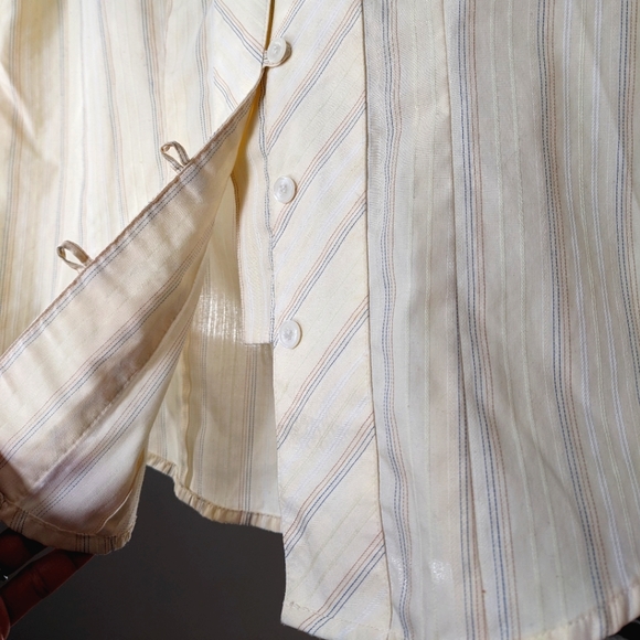 Van Heusen wrinkle free pinstripe button down light academia shirt pale yellow - Picture 7 of 9